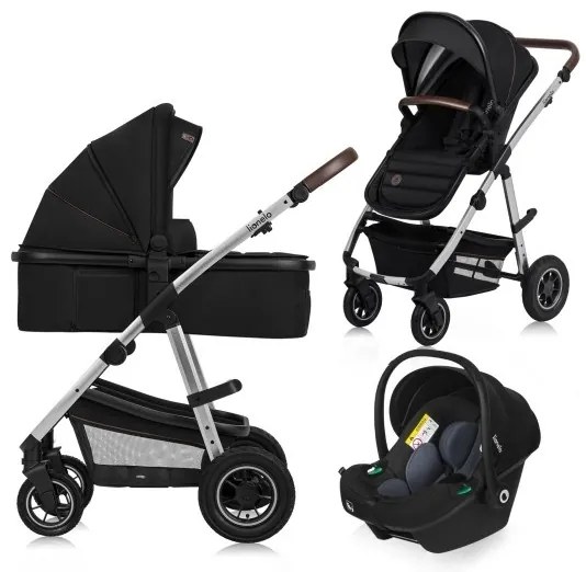 Lionelo - Kombinált 3 az 1-ben babakocsi AMBER fekete ezüst