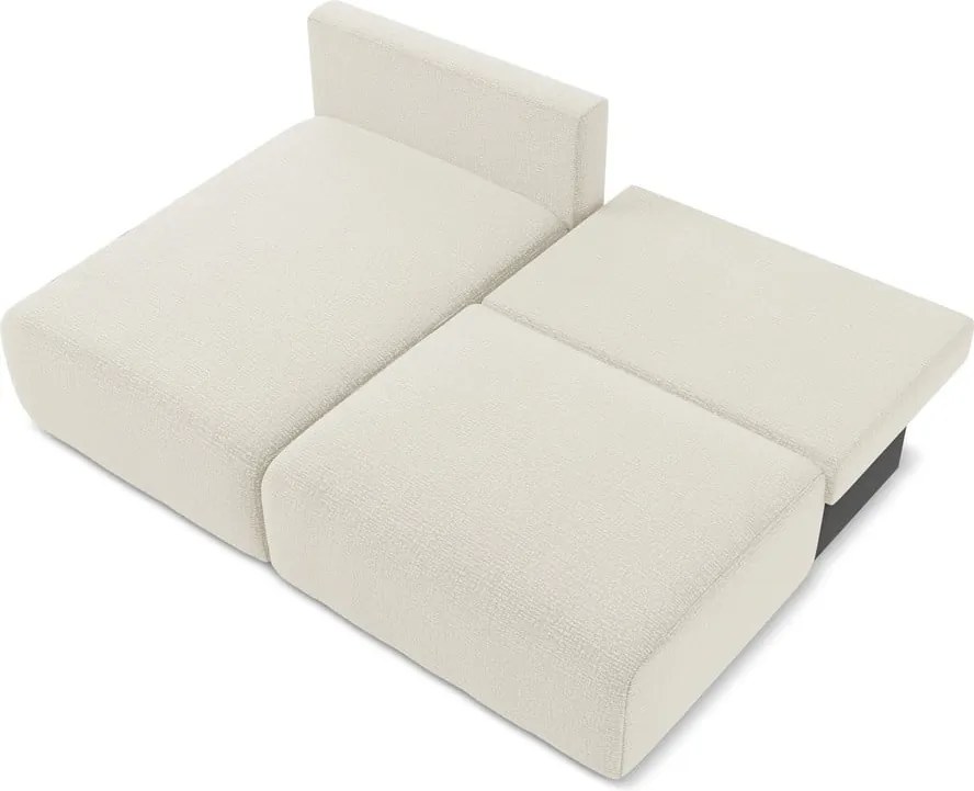 Krémszínű kinyitható-tárolóhelyes sarokkanapé (bal oldali) Kalena – Makamii