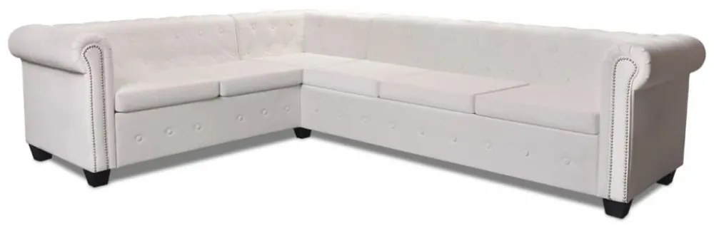 vidaXL 6 személyes fehér műbőr Chesterfield sarok kanapé