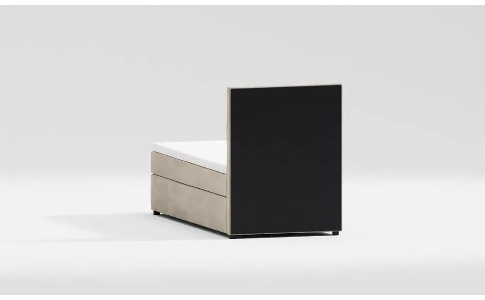 Bézs kárpitozott ágyneműtartós egyszemélyes ágy ágyráccsal 100x200 cm Lena – Ropez