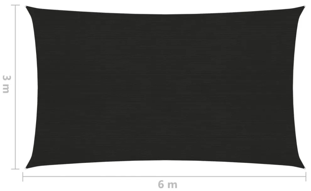 fekete HDPE napvitorla 160 g/m² 3 x 6 m