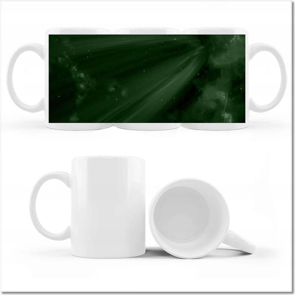 Nyomott mintás bögre Zöld üveg Kozmosz