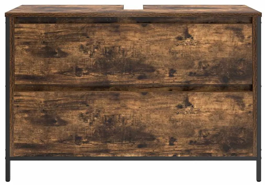 füstös tölgy fürdőszobai mosdószekrény fiókokkal 90x34,5x60 cm