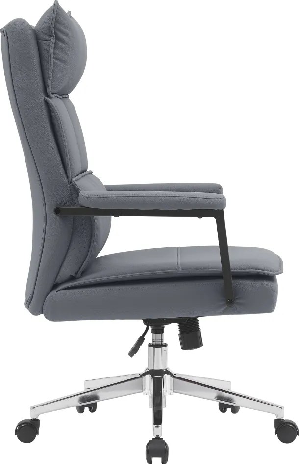 Irodai szék, szürke ekobőr/króm, KAHIL