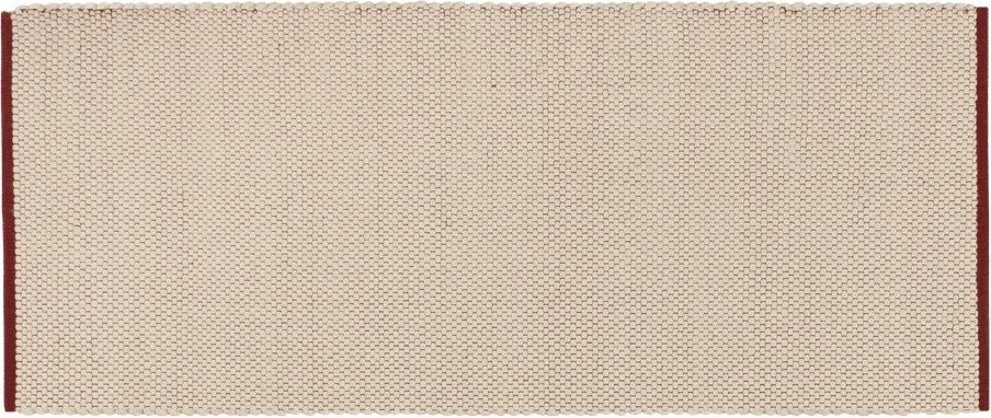 Piros-bézs kézi szövésű gyapjú futószőnyeg 80x170 cm Lenu – noo.ma