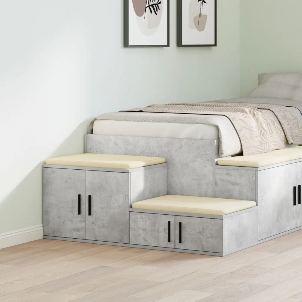 Tárolószekrény Beton Szürke 118x41x40 cm Mérnöki Fa