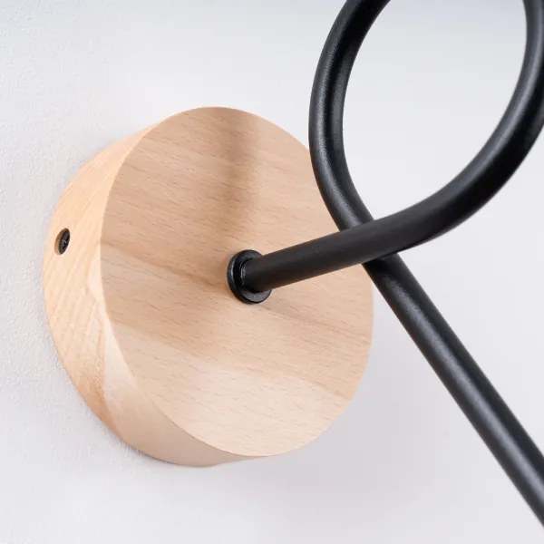 Sollux SL.1476 - Fali lámpa EMBER 1xE27/15W/230V fekete/bézs/bükkfa