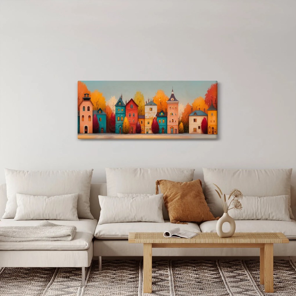 Kép - Őszi falu (120x50 cm)