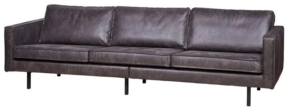 Fekete bőrutánzat kanapé 277 cm Rodeo – WOOOD