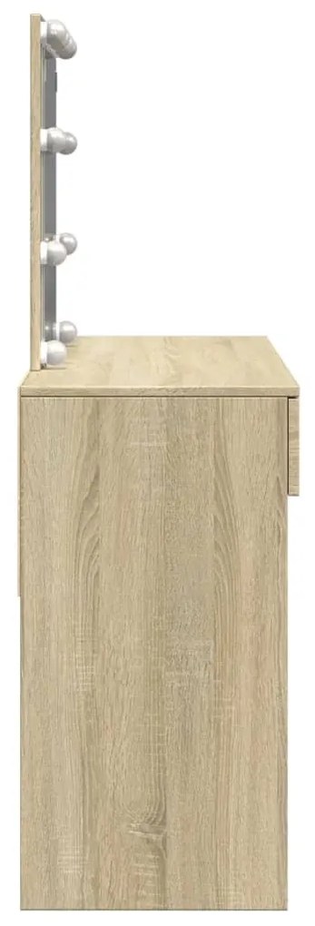 sonoma tölgy színű fésülködőasztal LED-del 100 x 40 x 130 cm