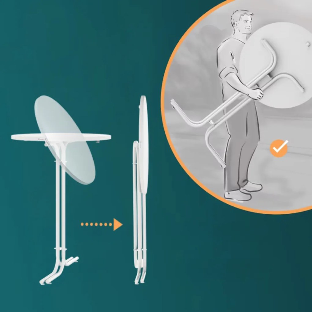 RAUL összecsukható bárasztal 110x80cm, fehér Casaria