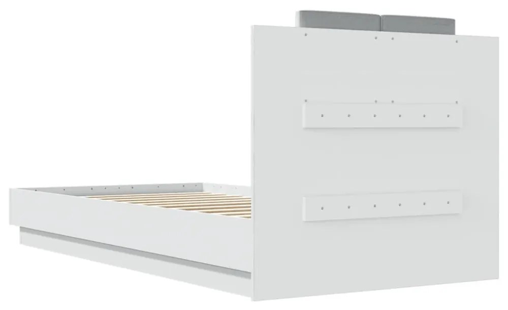fehér ágykeret fejtámlával és LED-világítással 75 x 190 cm