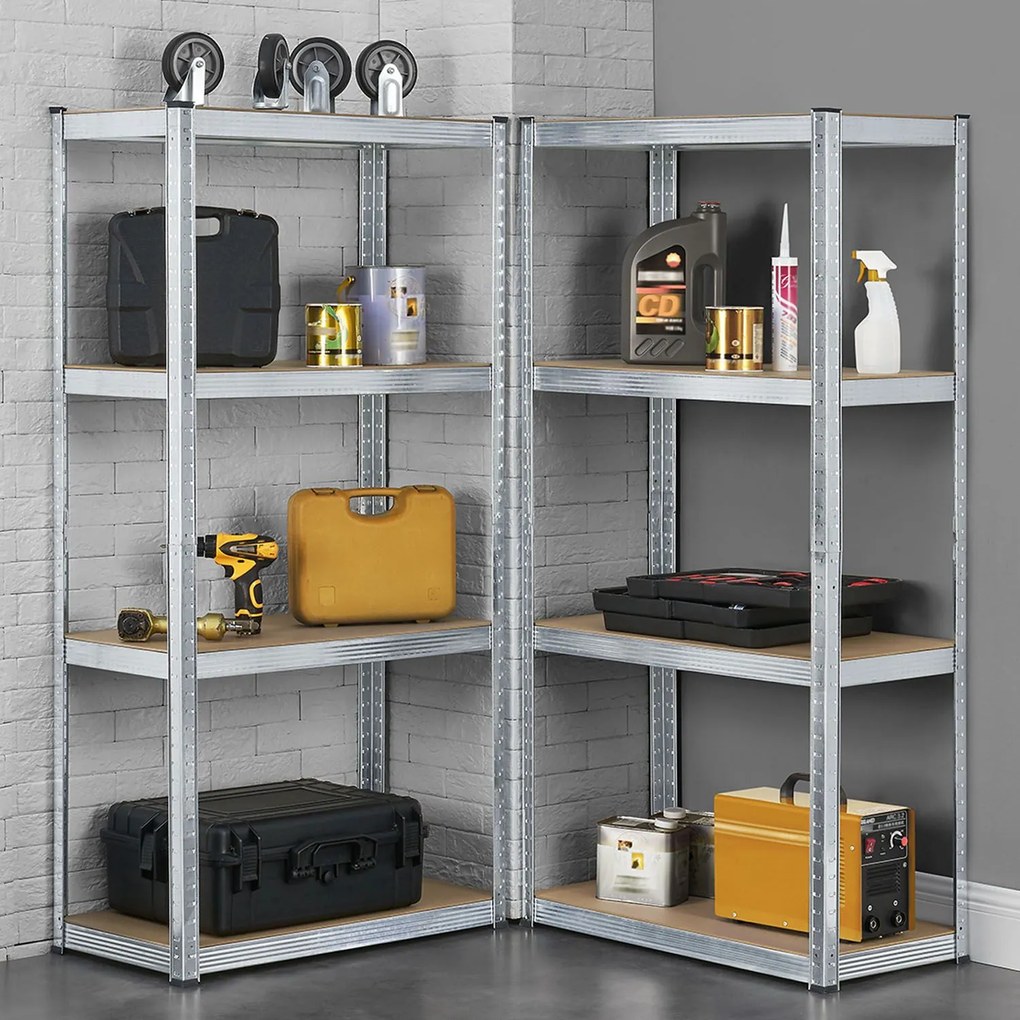 Juskys 2 darabos polc szett - 160x80x40 cm - ezüst