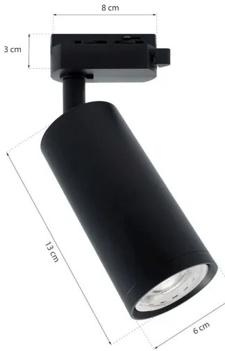 Spotlámpa MICA sínrendszerhez 1xGU10/25W/230V 1 fázisú fekete