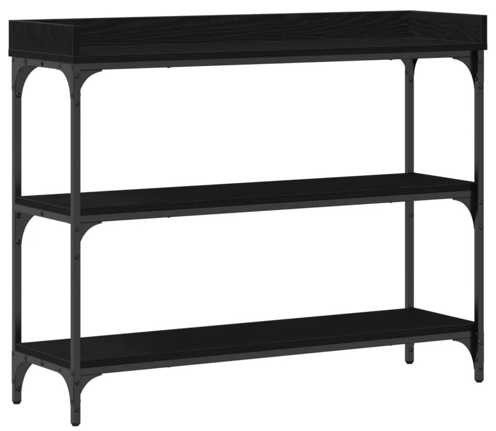 Konzolasztal Fekete Tölgy 100x30x80 cm Mérnöki Fa és Acél