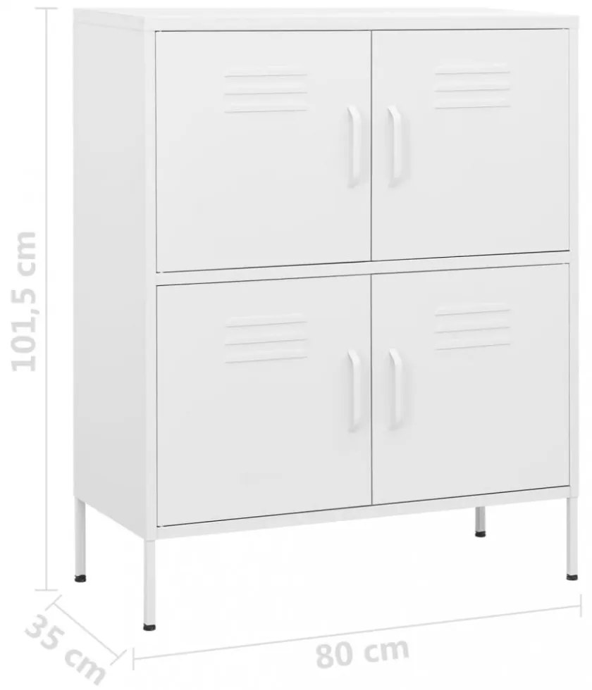 fehér acél tárolószekrény 80 x 35 x 101,5 cm