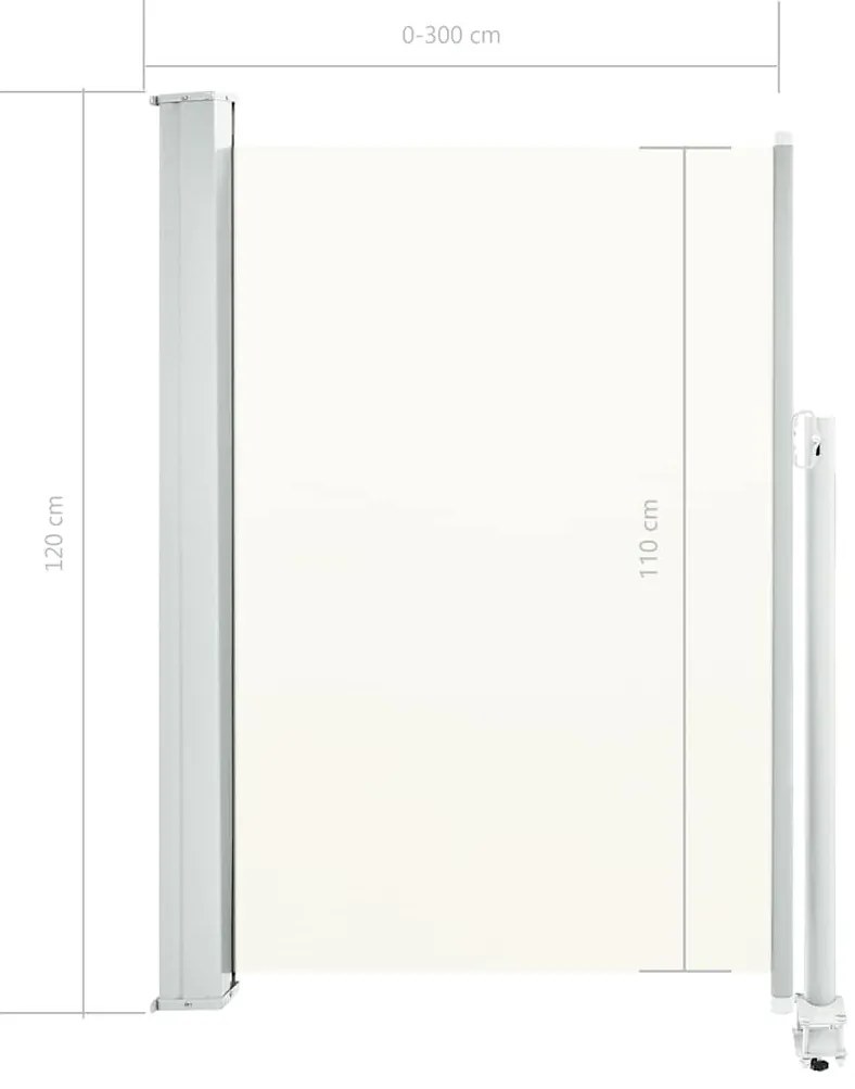 krémszínű behúzható oldalsó terasz napellenző 120 x 300 cm