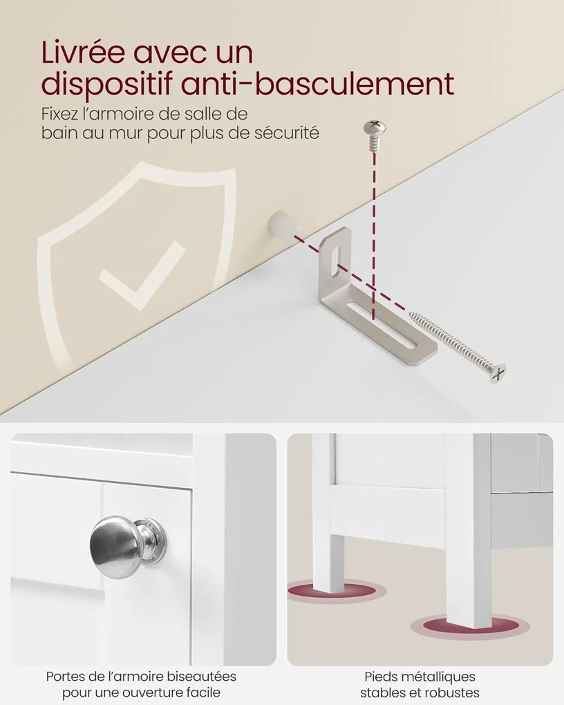 Magas és keskeny fürdőszobai szekrény világításal 170x30x30 fehér színben
