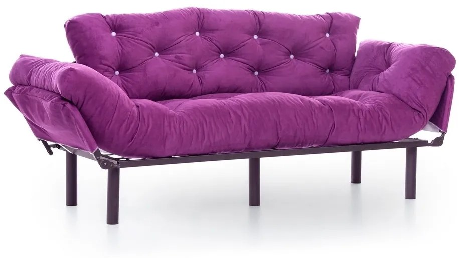 Kanapéágy Nitta Triple, Futon, 3 ülőhely, 225x70 cm, fém, lila
