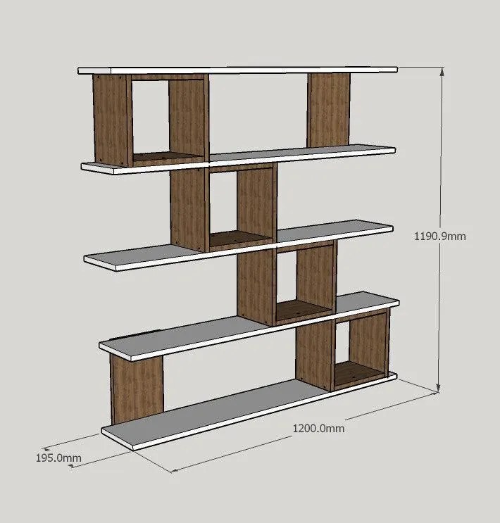 könyvespolc Wind - White, Walnut