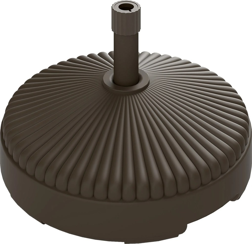 Outsunny Kerek Napernyő Talp Napernyő Állvány 23L Vízzel vagy 28kg Homokkal Tölthető Kert Terasz Barna | Aosom