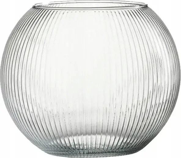 Elegáns Váza Gömb Bordázott Üveg Dekoratív Virág H15.5cm