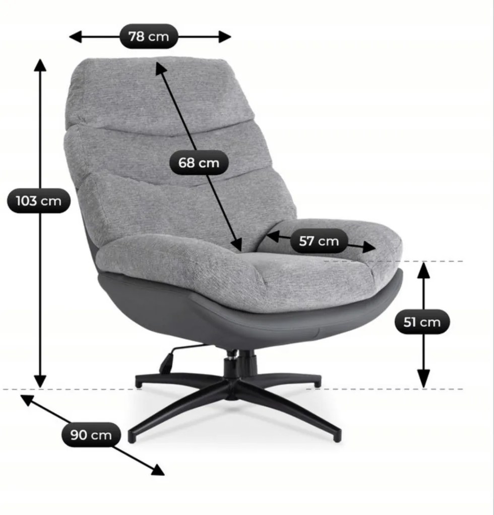 Forgó Relaxfotel Szürke Színben. ASTURIA