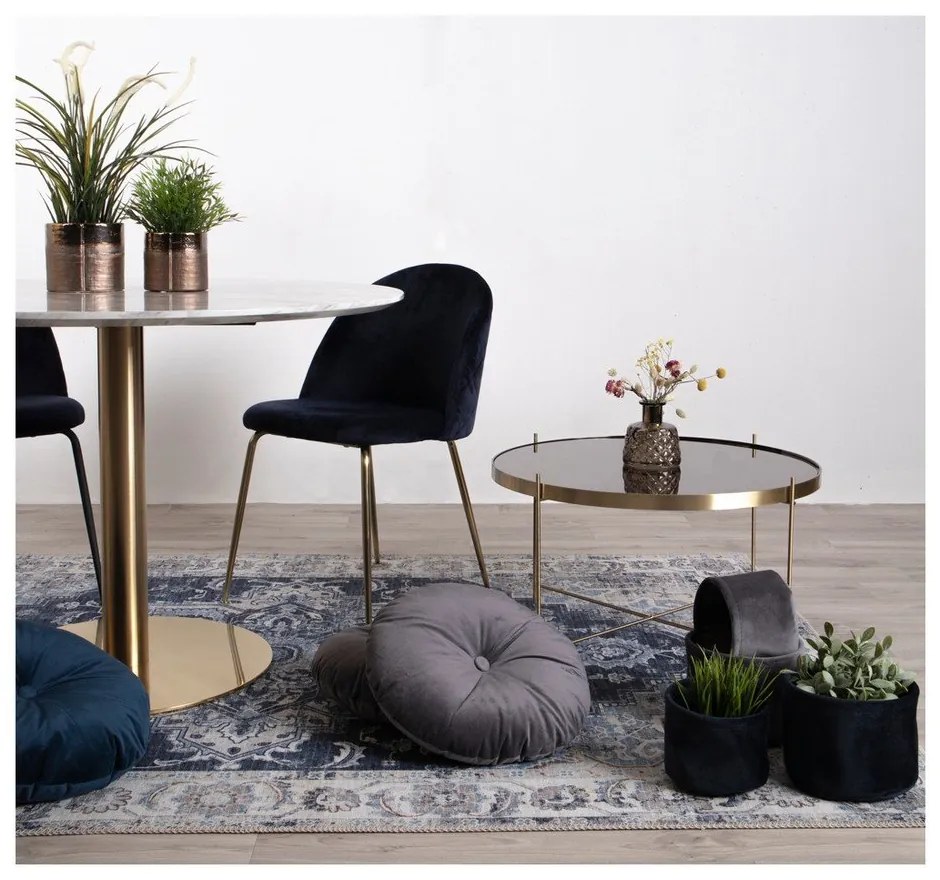 Kék-aranyszínű bársony étkezőszék szett 2 db-os Geneve – House Nordic