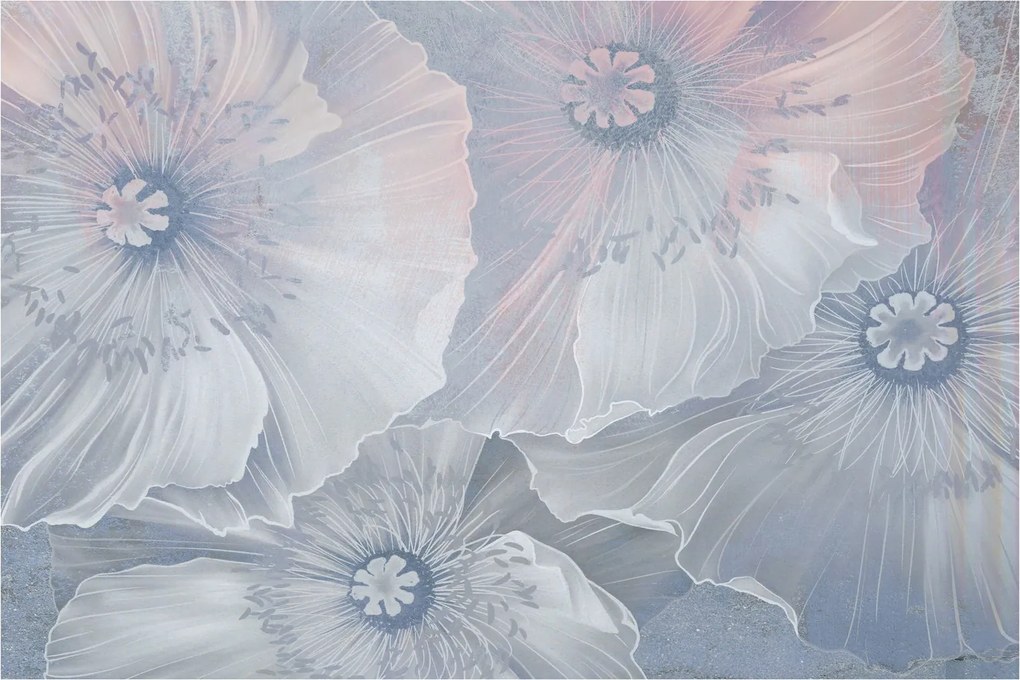 Kép - Kék virágok a falon (90x60 cm)