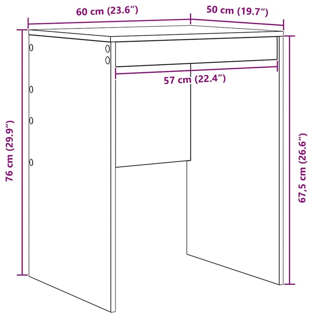 Asztal Beton szürke 60 x 50 x 76 cm Faanyag