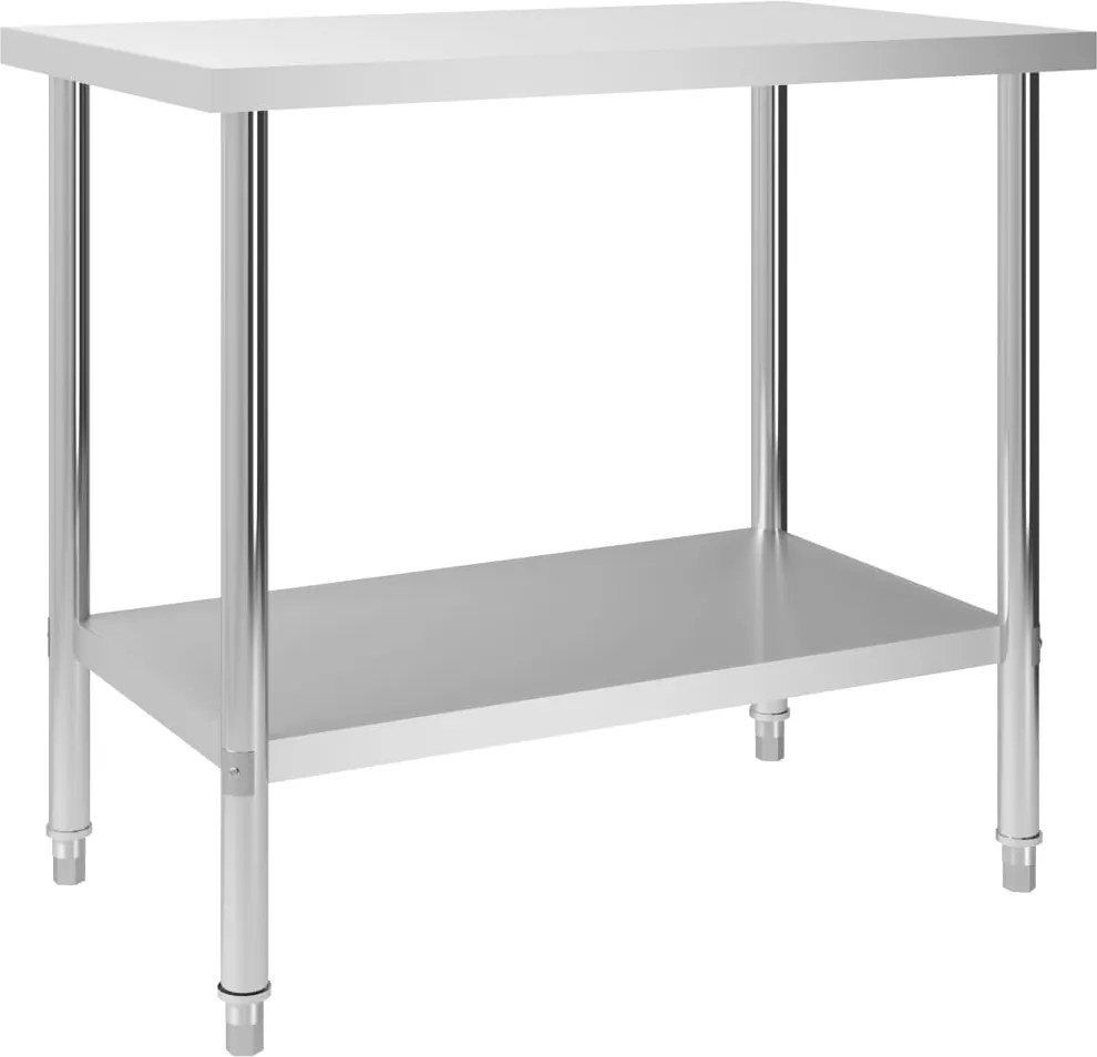 vidaXL rozsdamentes acél konyhai munkaasztal 100 x 60 x 85 cm