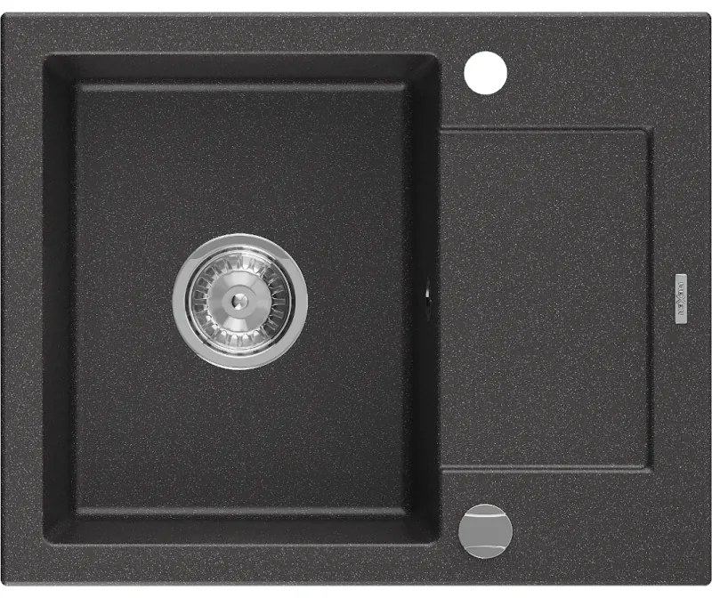 Mexen Enzo - gránit mosogató 57,6x46,5cm, 1 kamrás, fekete foltos, 6506571005-76
