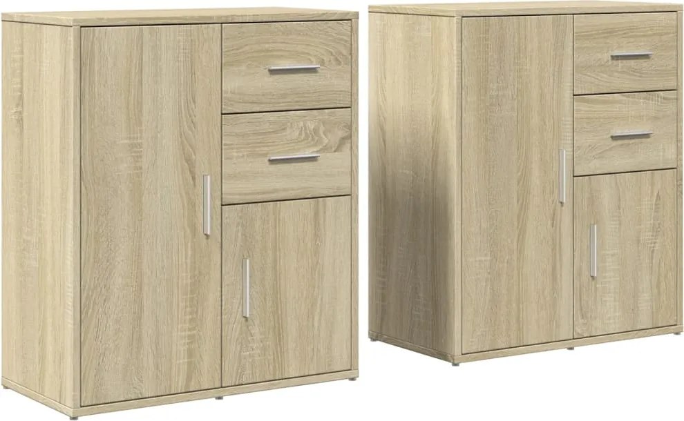 vidaXL 2 db sonoma tölgy színű szerelt fa tálalószekrény 60x31x70 cm