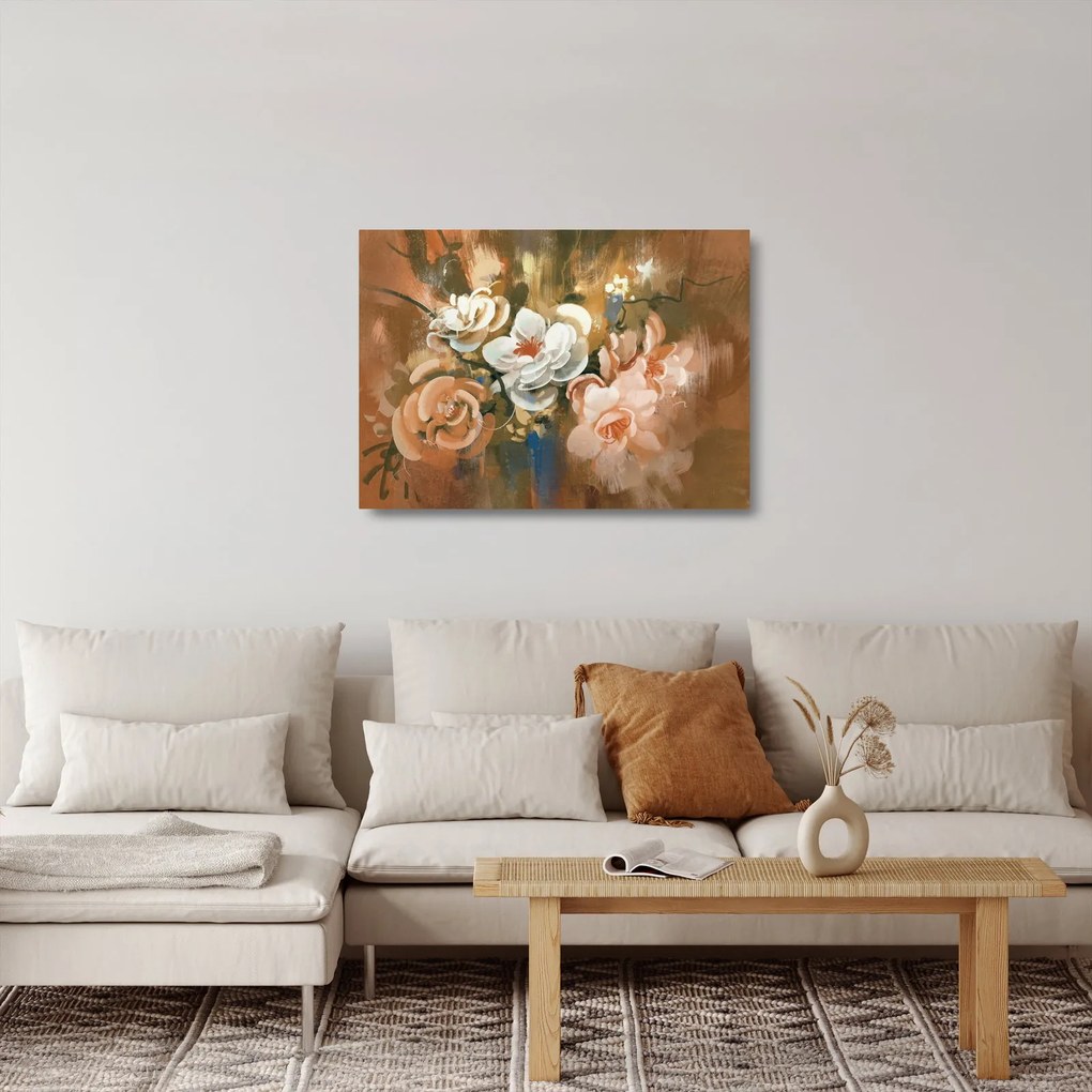 Kép - Festett csokor virág (üvegen) (70x50 cm)