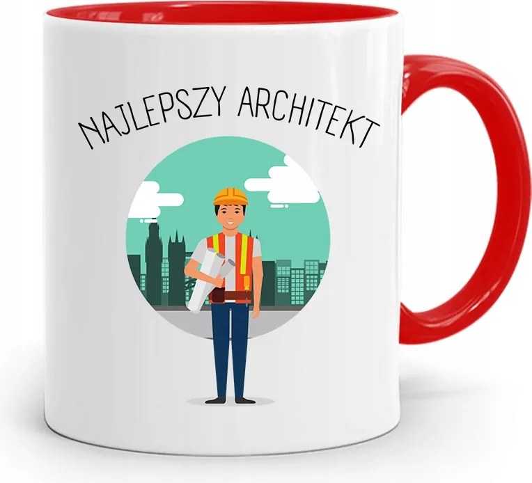 Piros Építész Bögre Legjobb Építész fényképes nyomtatással