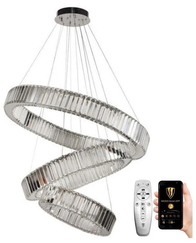 NEDES LED Dimmelhető csillár zsinóron LED/115W/230V 3000-6500K króm + távirányítás ND3549