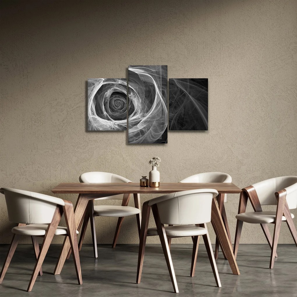 Kép - Absztrakt rózsa fekete-fehér (90x60 cm)