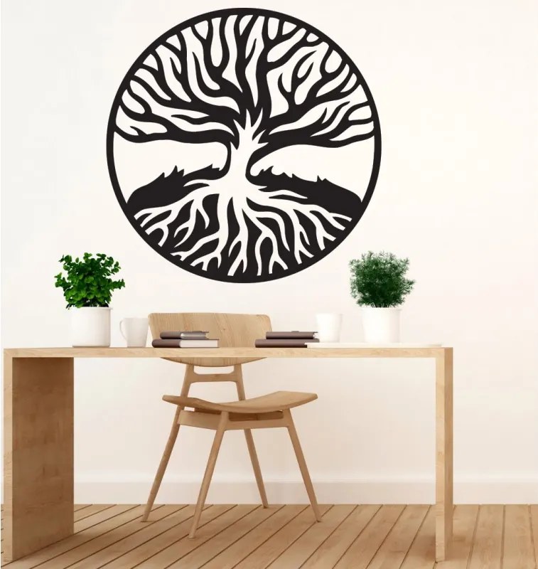 Fából készült falikép - Gyökerek és ágak kapcsolata