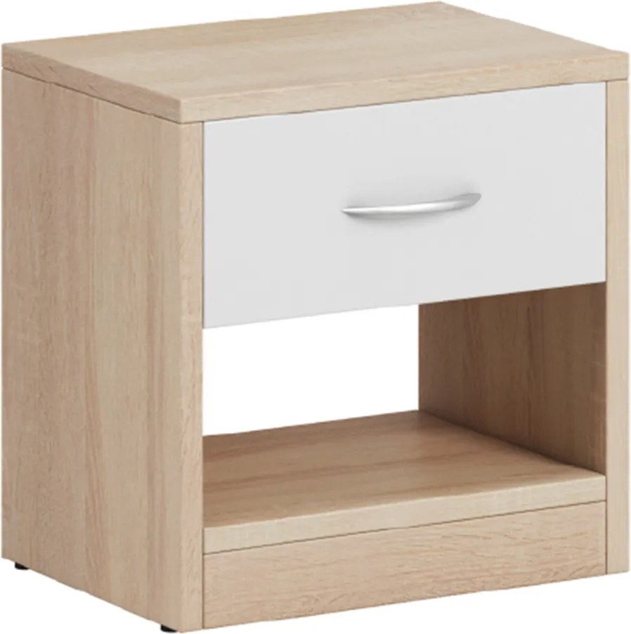 Éjjeliszekrény, sonoma tölgy/fehér matt, NEA