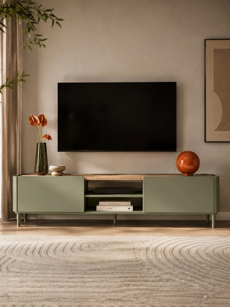 Elivo TV állvány 220 cm fém lábakon - eukaliptusz / baltic dune tölgy
