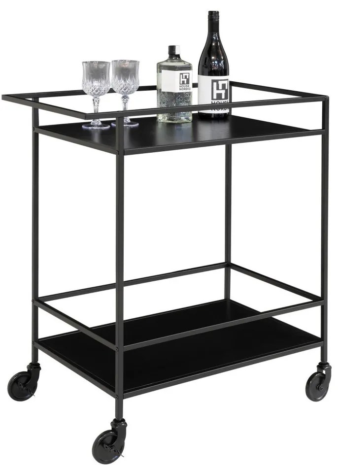 Vita zsúrkocsi, 2 polc, fekete, fekete váz 68x40x79 cm