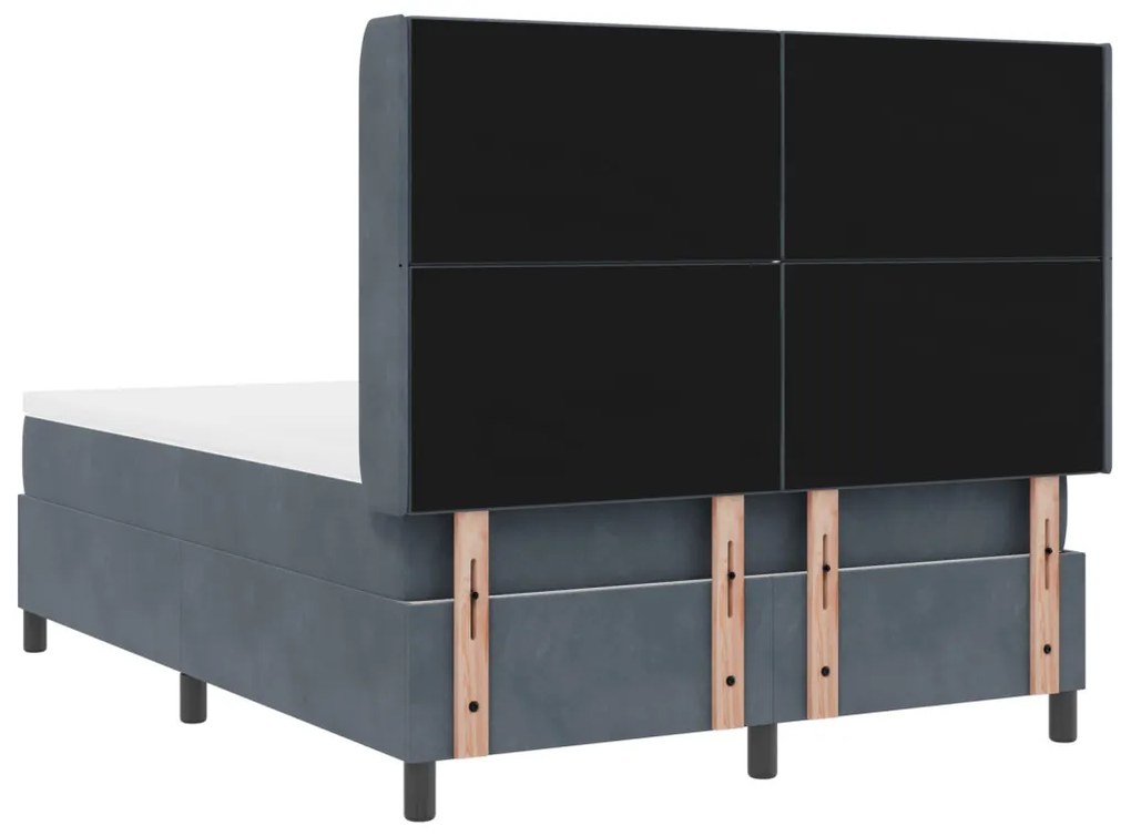 Boxspring Ágy Matraccal és LED-del Sötétszürke 160x200 cm Bársonyos
