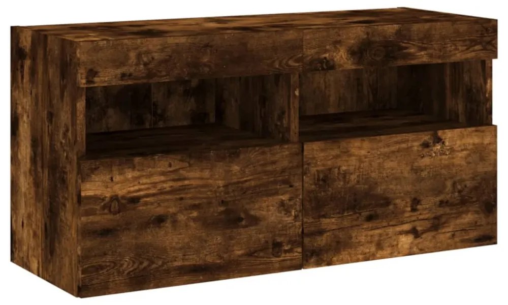 füstös tölgy színű fali TV-szekrény LED-ekkel 80x30x40 cm