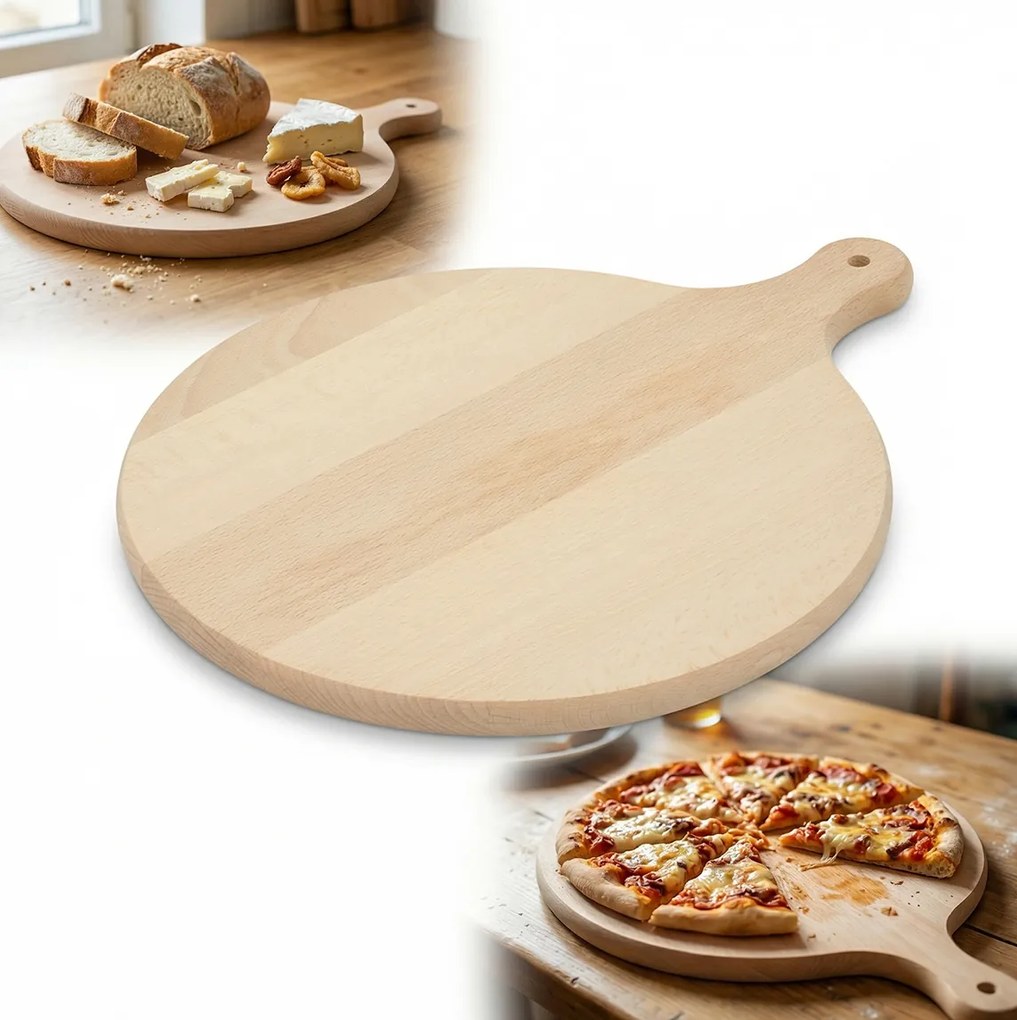 Fa deszka Kerek Nyéllel 35cm Vágható tálaló asztalra Bükk