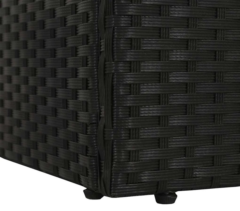 fekete polyrattan kerti ágy 195 x 60 cm