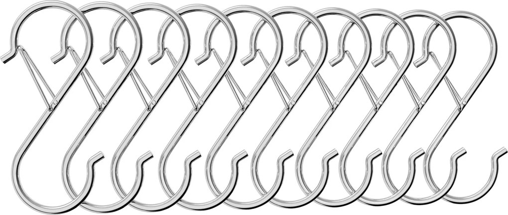 Szekrényrúdra szerelhető akasztók, 90x35x3 mm, 10 darabos készlet