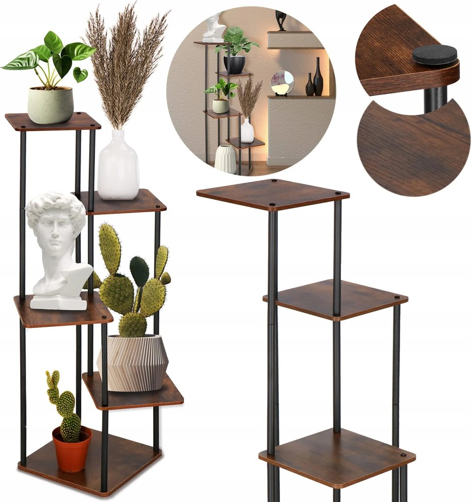 Fém Virágágyás Virágtartó Állvány Növények Polcok x5 Álló Loft Könyvespolc