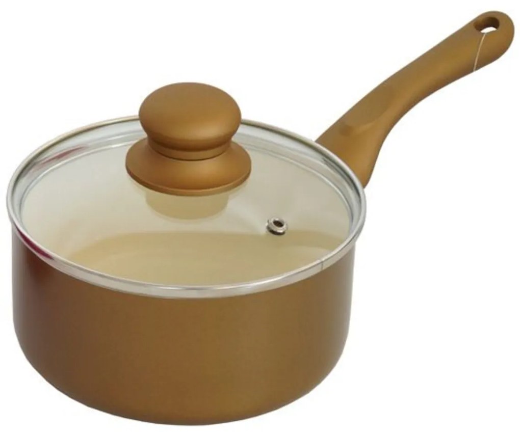 Spar Lábas fedővel, 16 cm, 1.3 L, alumínium, kerámia bevonat, aranyszín