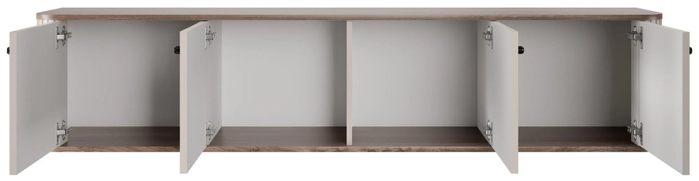 Vesper 4D fali TV szekrény 187 cm - kasmír / dió / fekete fogantyúk