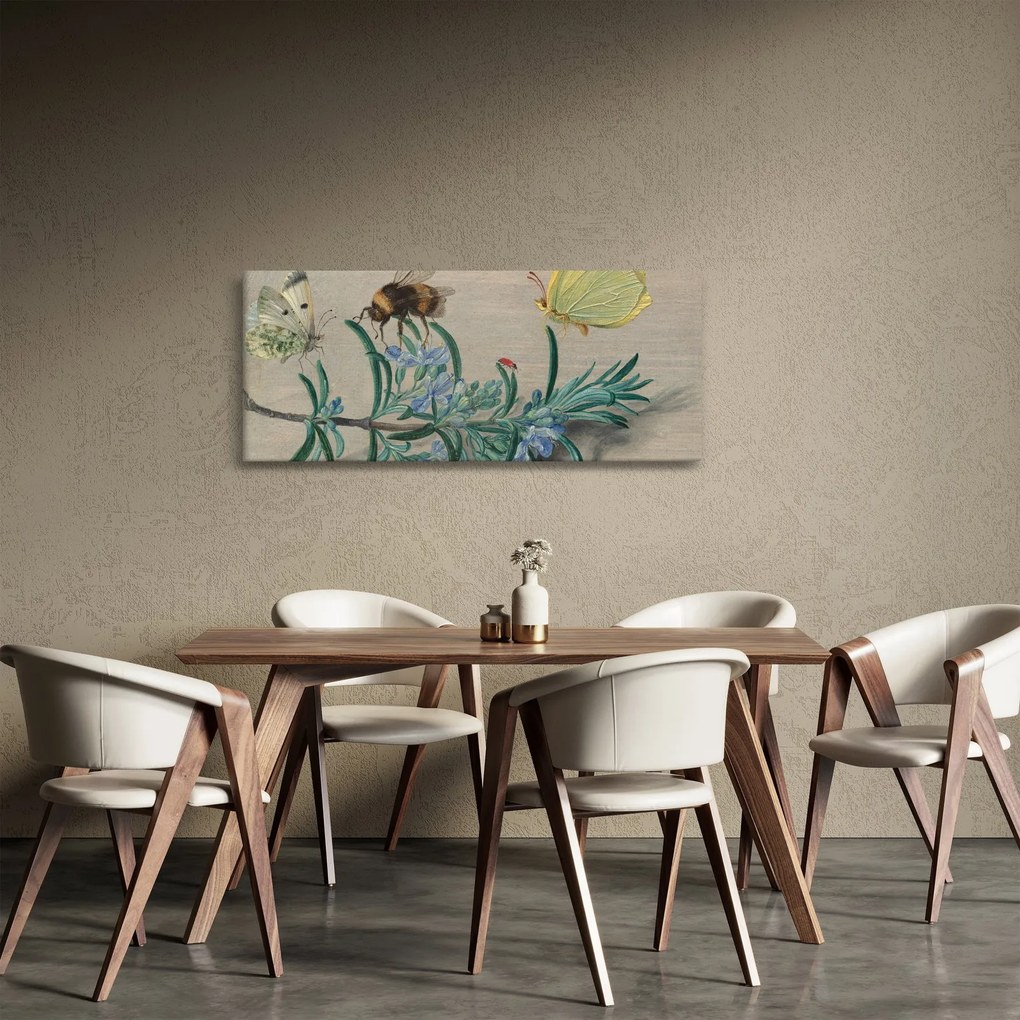 Kép - Jan van Kessel the Elder, Insects and a Sprig of Rosemary, reprodukciók (120x50 cm)
